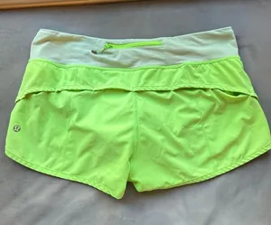 lululemon athletica Neon Lime Athletic Shorts with Cream Waistband thumbnail 1