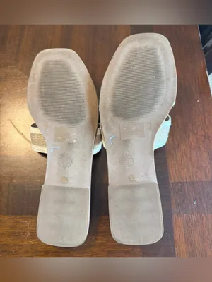 Steve Madden Beige and White Cutout Slide Mules thumbnail 5