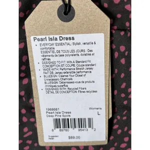 prAna Pearl Isla Dress Deep Pine Spots Ruched Stretch Casual Travel Dress L New thumbnail 10
