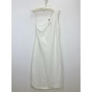 Madewell One Shoulder Midi Dress Linen Blend Lighthouse Minimalist US 4 NWT thumbnail 5
