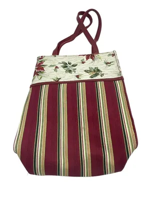 Longaberger #23540 Holiday Gift Bag Holiday Stripe Holiday Botanical Tote thumbnail 3