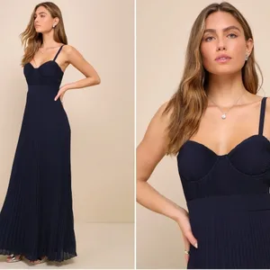LULU's Prom Wedding Bridesmaid Sexy Pleated Bustier Romantic Flowy Maxi NWOT thumbnail 2