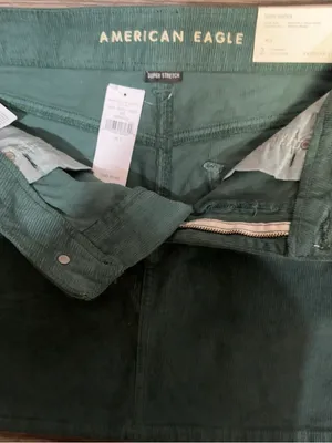 American Eagle Hi-Rise Corduroy Mini Skirt Green Super Stretch Size 2 NWT thumbnail 6