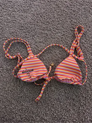 The Beach Club Striped Starfish Bikini Top XS Tie Front Charm NWOT thumbnail 4