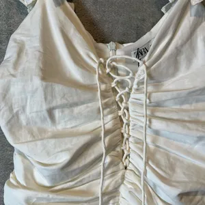 Zara Sz S Draped Linen Blend Dress in Oyster White‎ Women's New thumbnail 7