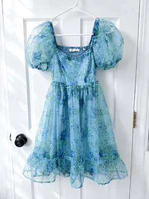 Altar'd State blue floral mini dress S thumbnail 1