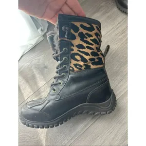 UGG Boots Womens Size 6 Adirondack Leopard Brown Rare Unique Animal Print thumbnail 5