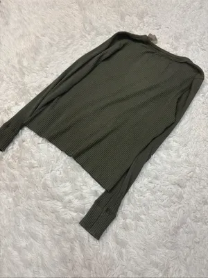 NWT aerie Ribbed Long-Sleeve Crewneck Top - Olive thumbnail 2
