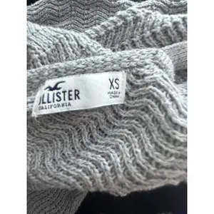 Hollister Women Gray Open Back Tie Knot Cropped Sweater XS Long Sleeve Textured thumbnail 6