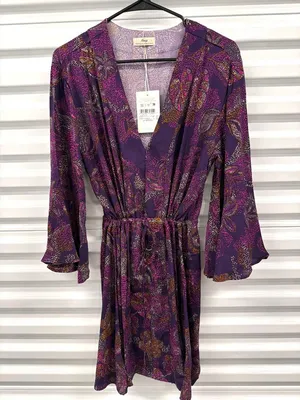 Maaji Floral Cover-Up Caftan Dress Purple Womens Size Large thumbnail 2