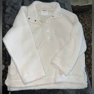 Aerie Oversized Cloud Sherpa Quarter Snap Pullover Size Medium New with tag thumbnail 4