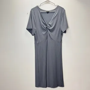 Torrid Gray Ribbed Short Sleeve V Neck Twist Flare Skater Dress 1X‎ thumbnail 5