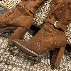 So Me Boutique Brown Suede Over the Knee Grommet Boots Size 7.5 thumbnail 6