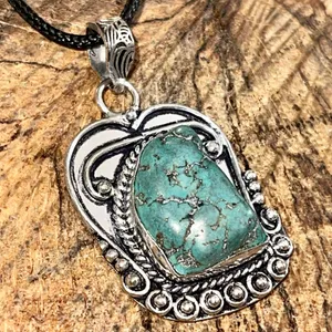 Blister Stabilized Turquoise Pendant 2” Blue thumbnail 4