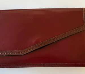 Vintage Leather Envelope Clutch - Burgundy Brown thumbnail 1