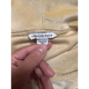American Eagle Velour Hoodie Womens XXL Camel Beige Oversized Pullover Sweatshir thumbnail 5