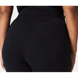 Spanx Ponte Button Front Wide Leg Classic Black High-Rise Waist Stretchy Trouser thumbnail 4