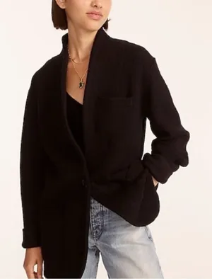 J. Crew Black Cocoon Wool & Alpaca Blend Blazer Sweater Cardigan Size Small thumbnail 1