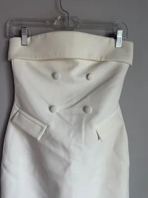 NEW Meshki Abbie Strapless Suiting Mini Dress - Ivory XS thumbnail 6