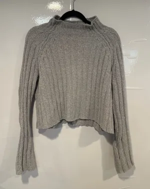 American Eagle chenille‎ Mock Neck Sweater — Gray thumbnail 1