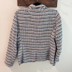 Anthropologie Hutch Blue Tweed Blazer Metallic Boucle‎ Jacket Medium thumbnail 3