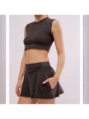 Free People FP Movement Hot Shot Skort Set In Washed black Size XL‎ thumbnail 2