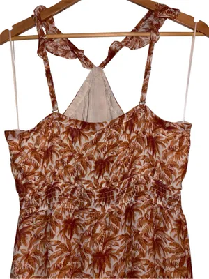 NWT Anthropologie Paige Florencia Silk Midi Dress Medium White & Cinnabar thumbnail 8