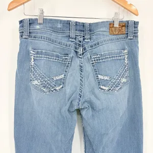 BKE Harper Distressed Bootcut Jeans Sz 31Lx33.5 Embroidered Buckle Y2K Country thumbnail 2