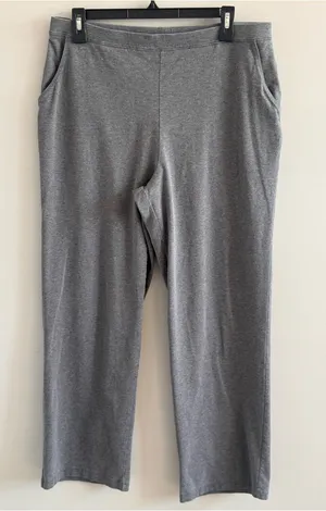 L.L.Bean Women’s Large Petite Gray Pull-On Stretch Knit Pants Straight Leg thumbnail 1