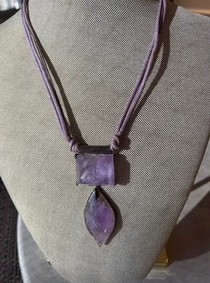 Handmade Natural Amethysts Quartz Pendant Necklace thumbnail 1