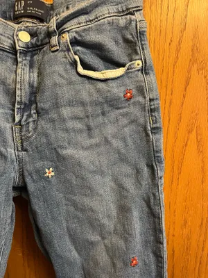 GAP Flower Embroidered Girlfriend Jeans thumbnail 2