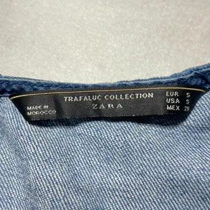 ZARA Patchwork 2-Tone Denim Raw Hem Tank Top Blue White Size Small 5575/012/400 thumbnail 18