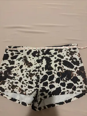 Show Me Your Mumu El Paso Shorts Cow Print Pull On Stretch Denim Shorts XXL thumbnail 10