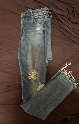 American Eagle Outfitters Ripped Blue Skinny Jeans thumbnail 1
