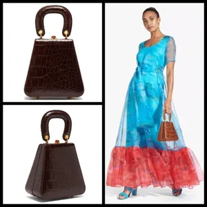 💕STAUD💕 Kenny Bag Brown Crocodile Embossed thumbnail 3