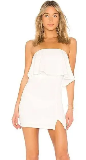 REVOLVE Superdown Catalina Ruffle Tube Mini Dress NWT SM White Cocktail thumbnail 1