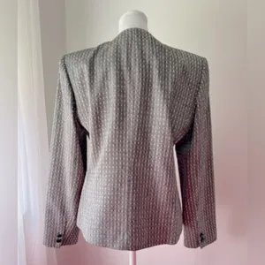 Vintage ‘90s J. Gallery Black & White Textured Collarless Blazer thumbnail 4