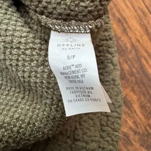 Aerie Fleece Pullover Quarter Zip Sweatshirt Olive Green Camo Womens Size Small thumbnail 13