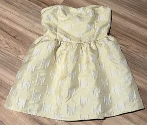 Altar'd State yellow strapless dress with bow print #fairycore #party thumbnail 4