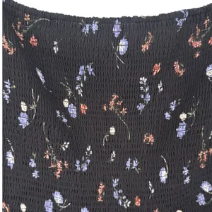 Aritzia Wilfred Black Floral Smocked Square Neck Long Sleeve Midi Dress Sz Large thumbnail 6