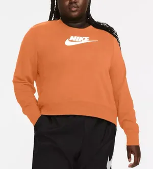 Nike Orange Pullover Sweatshirt with White Swoosh thumbnail 1