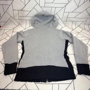 Lucy Full Zip Hoodie Small Grey Black Quilted Activewear Jacket thumbnail 5