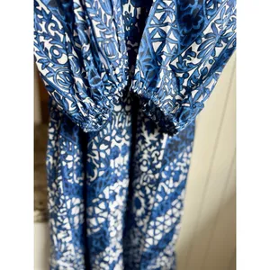Tuckernuck NWT Womens XS Blue White Floral Cotton Tiered Maxi Dress Pockets thumbnail 12