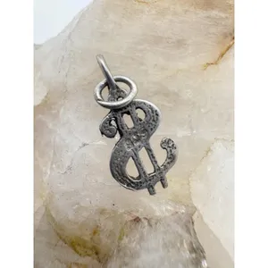 Vintage Sterling Silver Dollar Sign Charm 925 Money Symbol‎ Pendant Y2K Business thumbnail 3