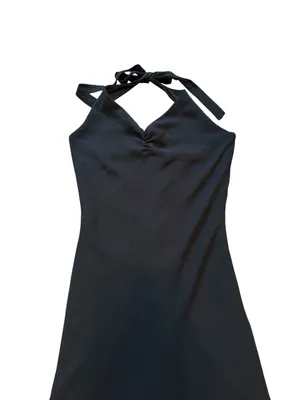 Mystic Vintage Black Halter Midi Dress Y2K Minimalist Dark Fairy Grunge Coquette Witchy thumbnail 2