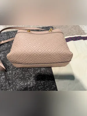 Tory Burch Quilted Taupe Tote Bag with Gold Hardware thumbnail 9