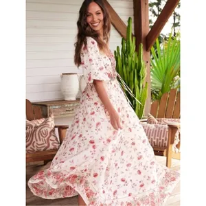 Free People Lysette Maxi Dress in Tea Combo Small Bohemian Gypsy Indian Cotton thumbnail 4
