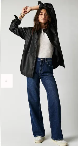 Free People Tinsley Baggy High Rise Straight Leg Jeans in Dark Romance thumbnail 1