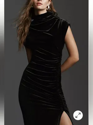 Anthropologie The Maya Ruched Cowl-Neck Dress: Stretch Velvet Edition NWT thumbnail 4