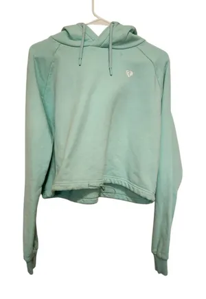 Women's Best Mint Green Athleisure Pullover Cropped Hoodie Sweatshirt Large thumbnail 1
